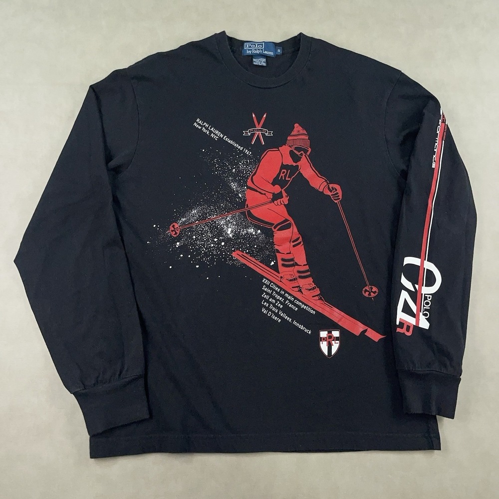 Vtg Y2K Polo Ralph Lauren Shirt Mens S Ski Performance 2004 Black 67 Long Sleeve